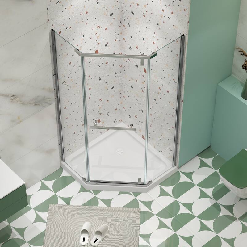 Pivot shower door, with 1/4" tempered glass