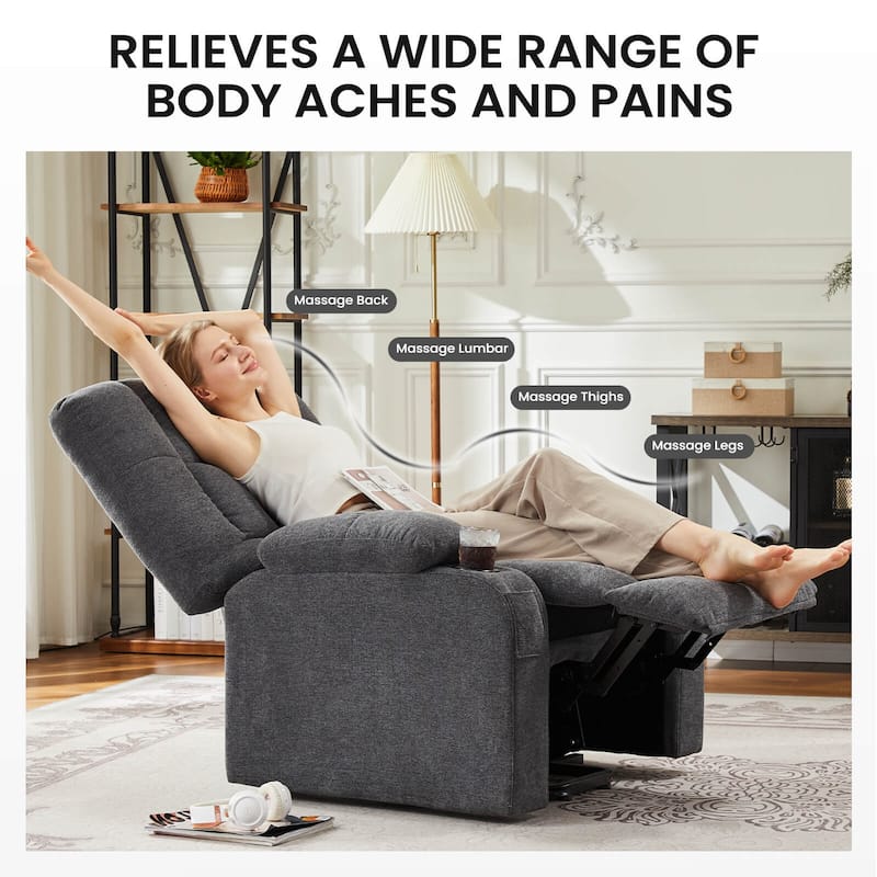 Recliner Chair, Reclining Massage Chair with Heat, Home Theater Seating Electric Power Lift Chair for Living Room