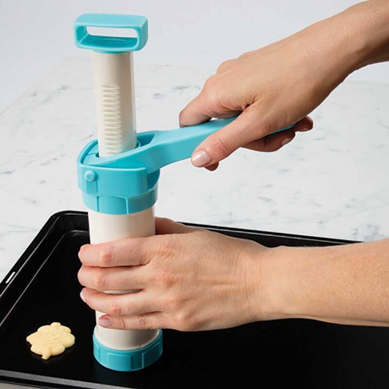 Hutzler 23pc Easy Action Cookie Press and Food Decorator Set - For Simple Decorating of Appetizers and Desserts