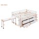 preview thumbnail 47 of 144, Twin/Full Size Low Loft Bed with Retractable Writing Desk and 4 Drawers, Wooden Loft Bedframe w/ Lateral Portable Desk & Shelves