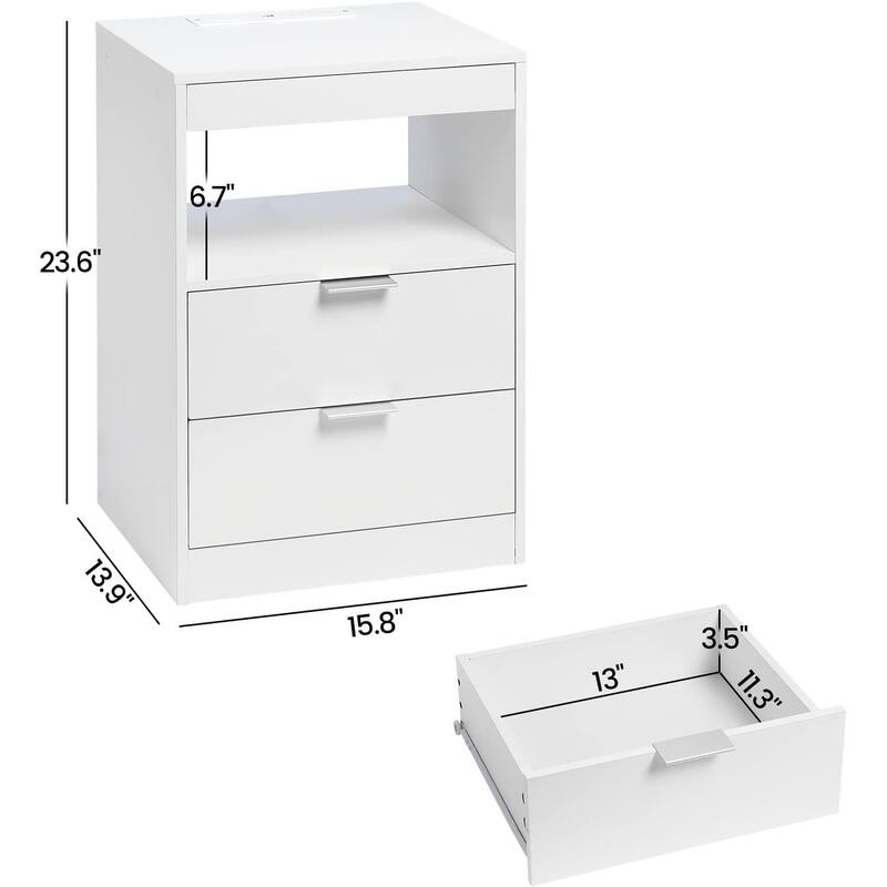 LED Nightstand with Wireless Charging Station
