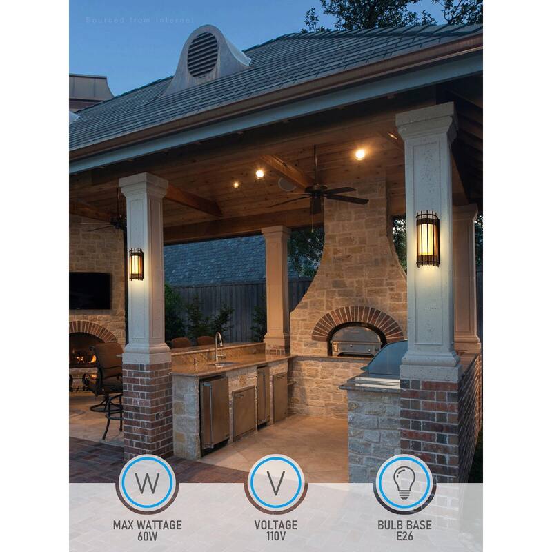 Exterior Wall Sconce, Geometric Style with Glass Fence, E26 Base - 2pack
