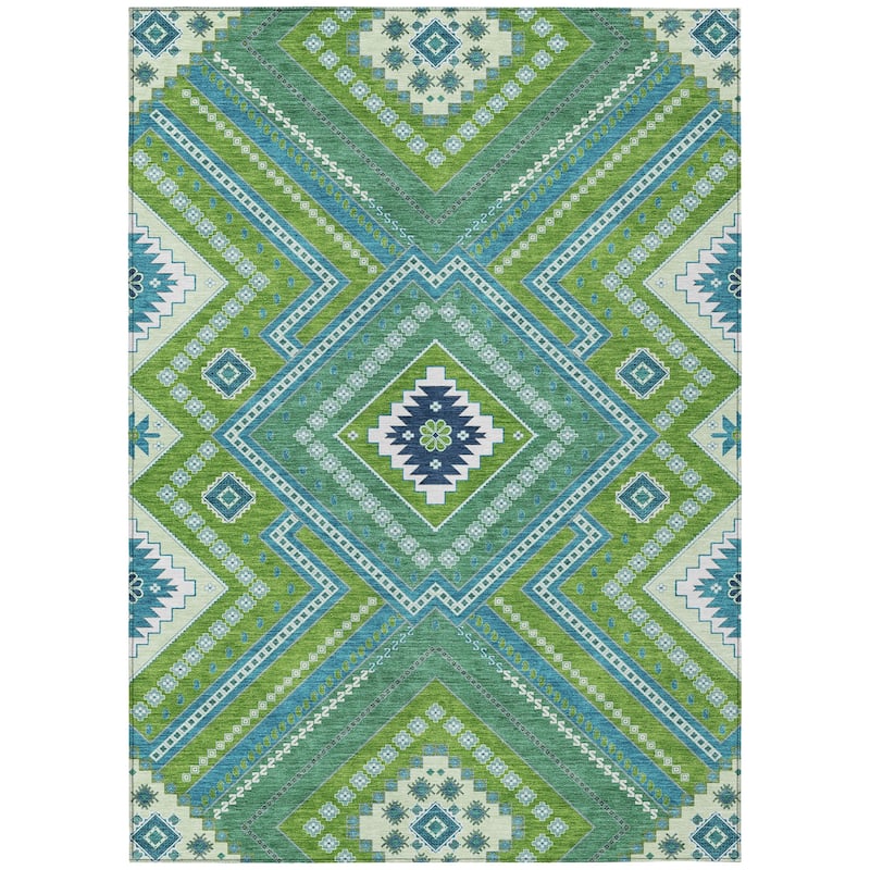 Machine Washable Indoor/ Outdoor Global Boho Chantille Rug