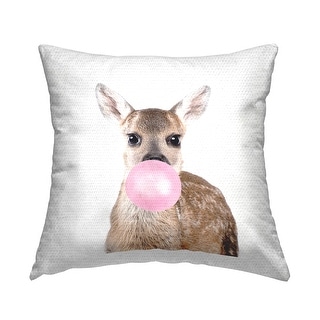 Stupell Baby Fawn Deer Bubblegum Animal Printed Outdoor Throw Pillow Design by Katherin Pienaar