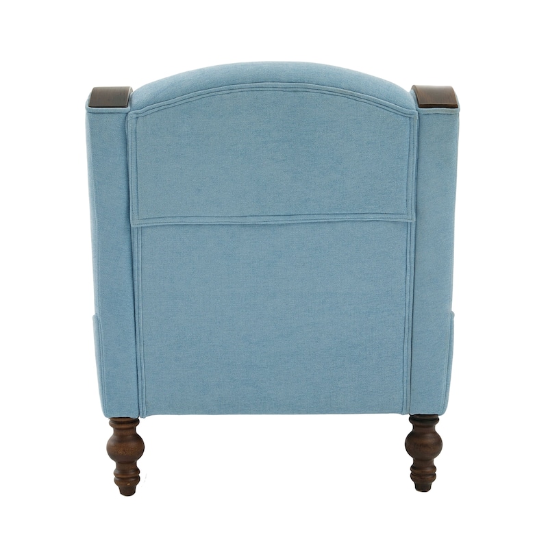 Ergonomic Chaise Lounge Indoor Chenille Single Lazy Sleeper Sofa Bed with Side Pockets, Solid Wood Armrests and Foots