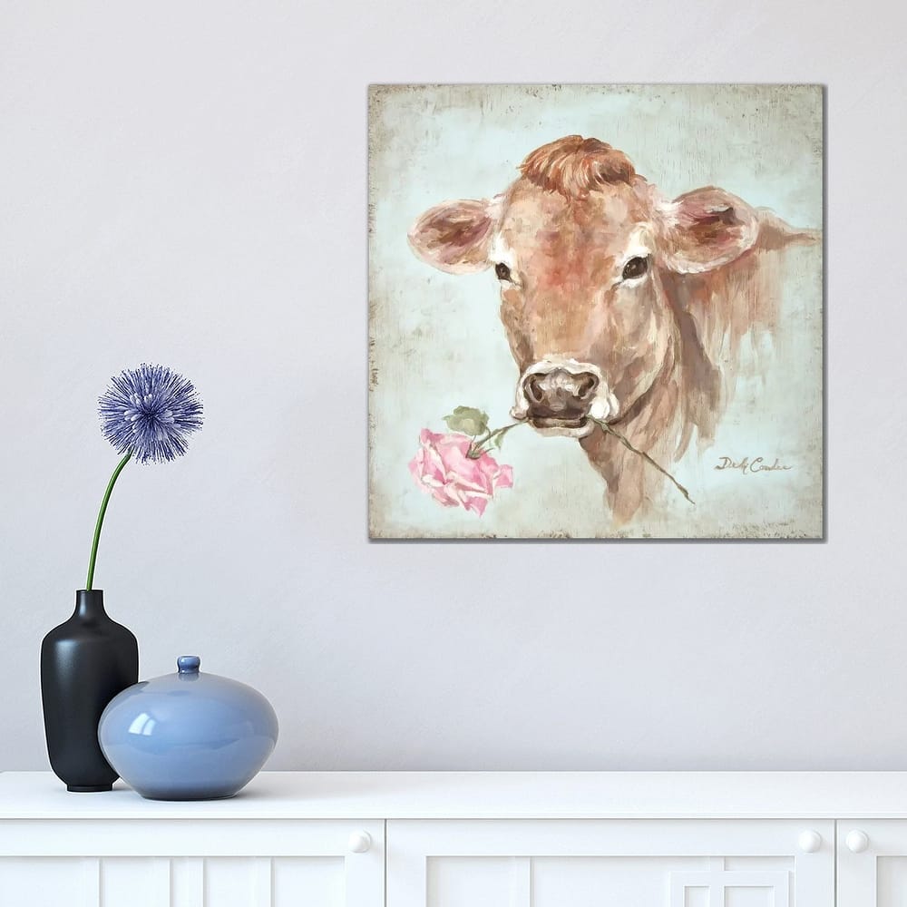 iCanvas 'Cow With Rose' by Debi Coules Canvas Print