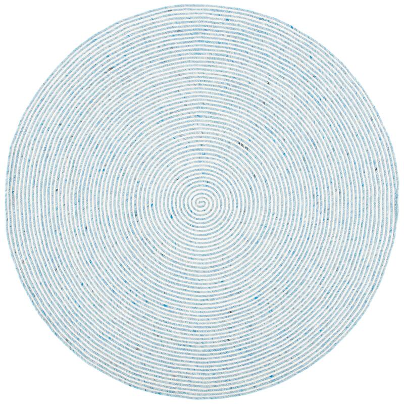 SAFAVIEH, Handmade Braided Bahrie Wool Rug - 6' Round - Blue/Ivory