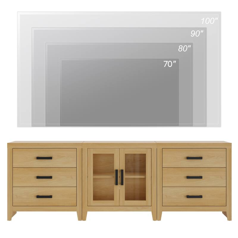 WAMPAT TV Stand for TVs up to 85 Inch, 3 in 1 Multifunction Entertainment Center with Drawers and Glass Doors - n/a