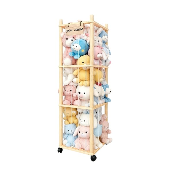 slide 2 of 5, Plush Toy Rack, Vertical Plush Toy Storage Rack - Large Capacity, Space-Saving for Playrooms, Kids' Rooms - 16"x16"x53" 16"x16"x53" - Assembly Required