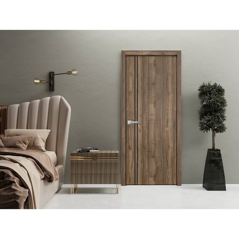 Solid French Double Doors 56 x 80 Planum 0016 Walnut with