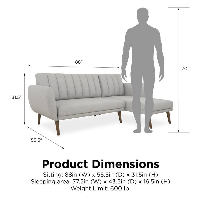 The Novogratz Brittany Sectional Futon Sofa