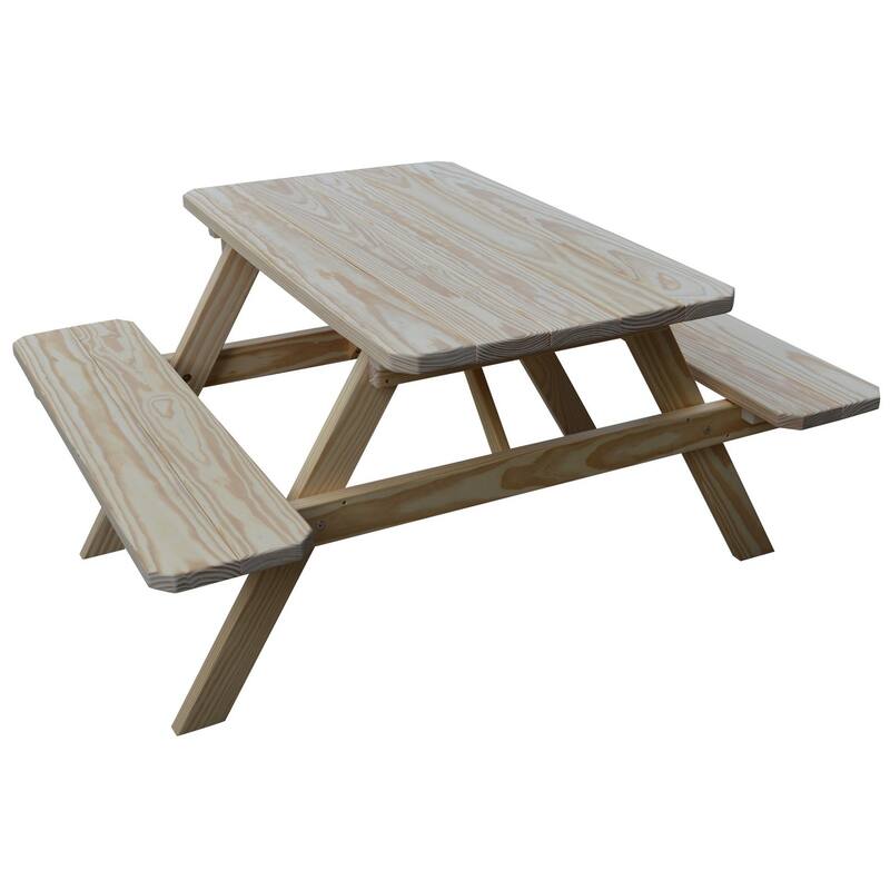Pine 4' Picnic Table with Attached Benches