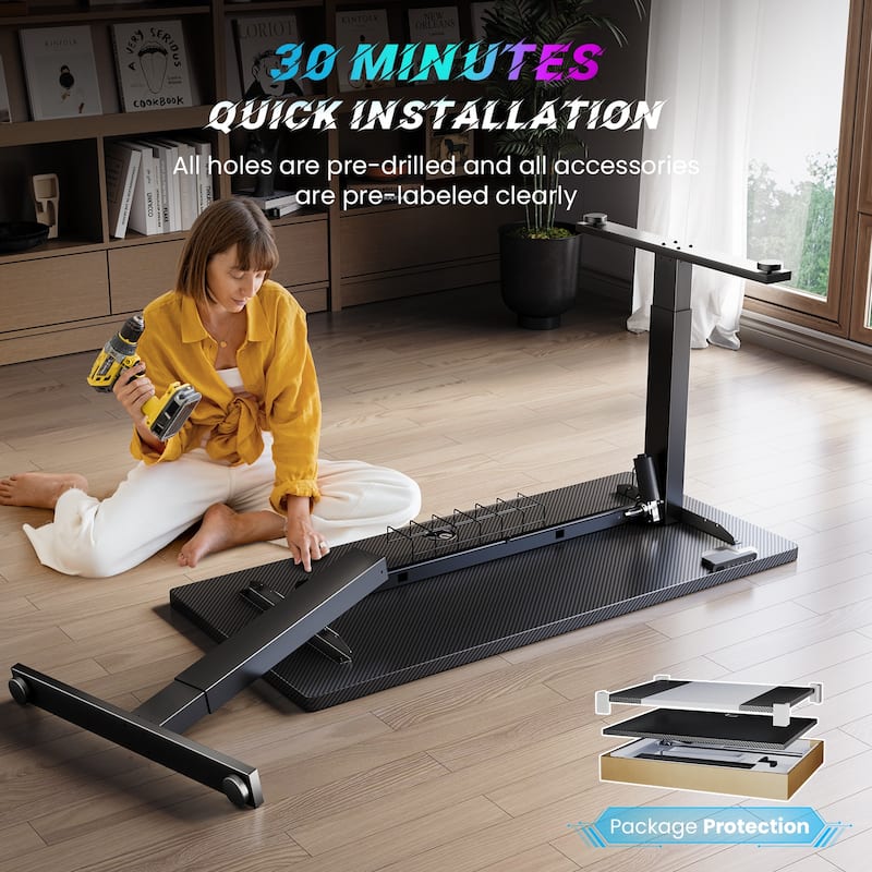 SIAGO Electric Standing Desk Height Adjustable Computer Desk with Cable Management & Spacious Work Surface