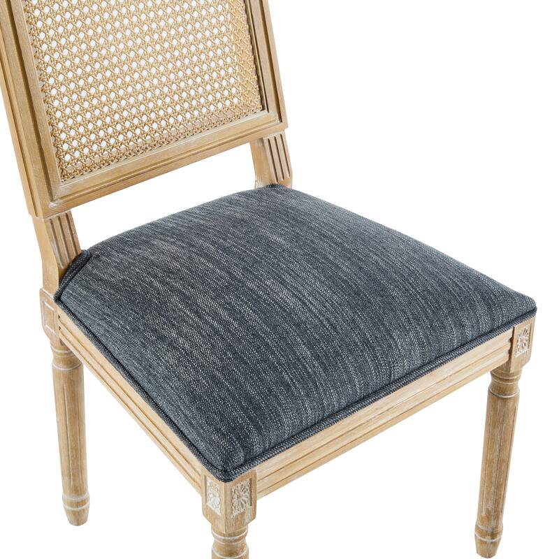 Modern 2 Piece Rattan Dining Chair with Backrest Cushions Wooden Legs for Dining Room Kitchen Living Room Bedroom
