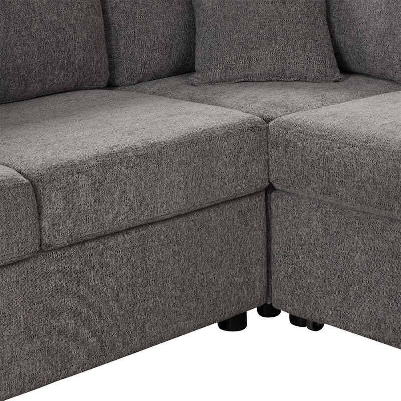 108.6" U-shaped Sectional Sofa with 3 Back Pillows & a Storage Chaise