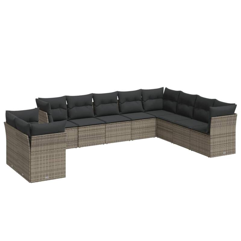 vidaXL Patio Sofa Set Gray PE Rattan Large UV-resistant materials - 24.4 x 24.4 x 27.2