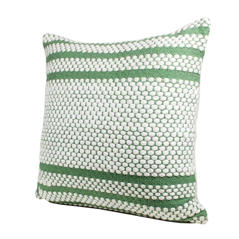 HomeRoots 20" X 20" Jade Green And White 100% Cotton Geometric Zippered Pillow