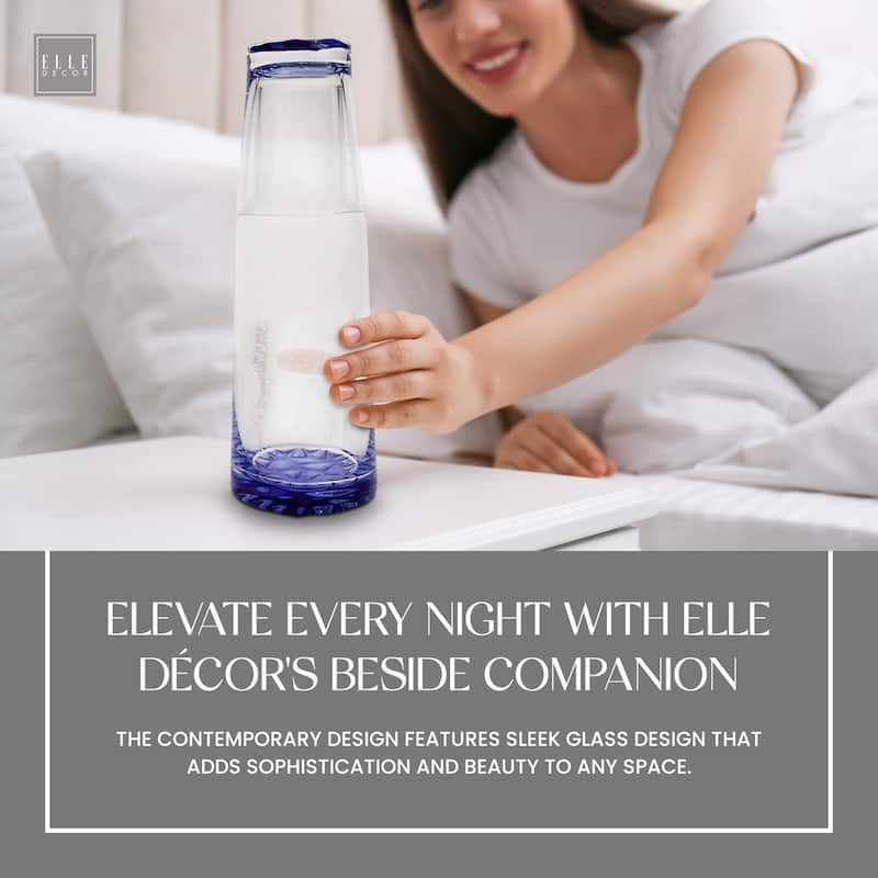 Elle Decor Bedside Water Carafe with Tumbler Pitcher and Glass