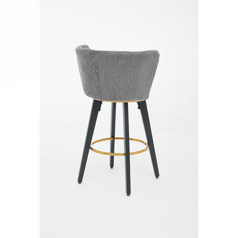 2PCS Swivel Velvet Metal Frame Bar Stools