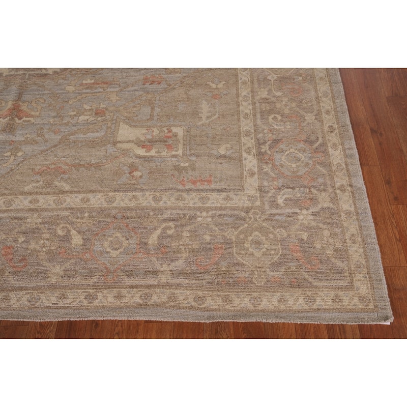 Vegetable Dye Oushak Area Rug Handmade Grey Wool Carpet - 8'4" x 9'10"