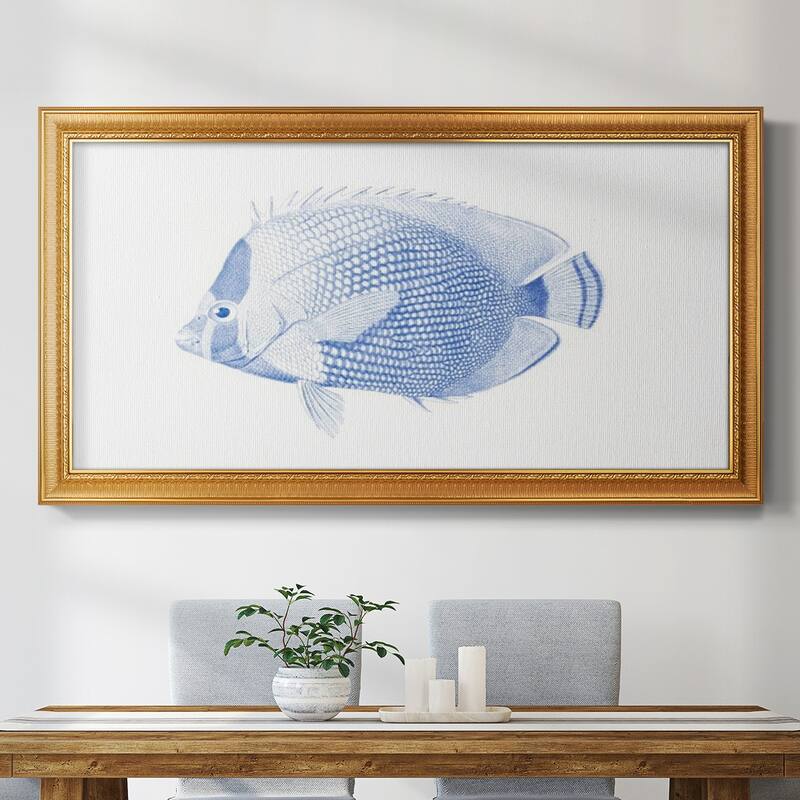 Blue & White Tropical Fish VI Premium Framed Canvas- Ready to Hang