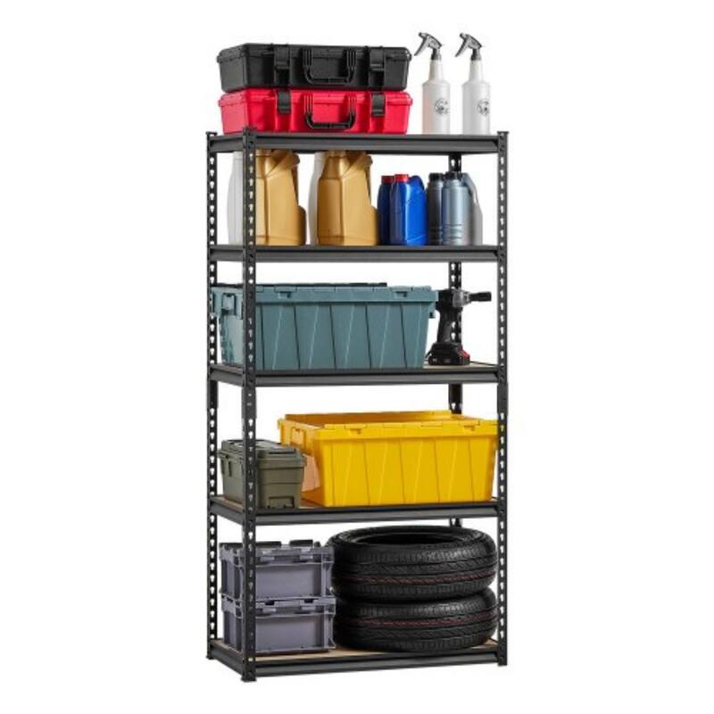 Adjustable Metal Storage Shelves 5 Tier Heavy Duty Utility Rack for Garage and Kitchen