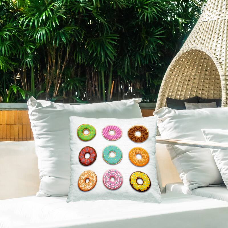 Stupell Delicious Various Donuts Printed Outdoor Throw Pillow Design by Marcus Prime