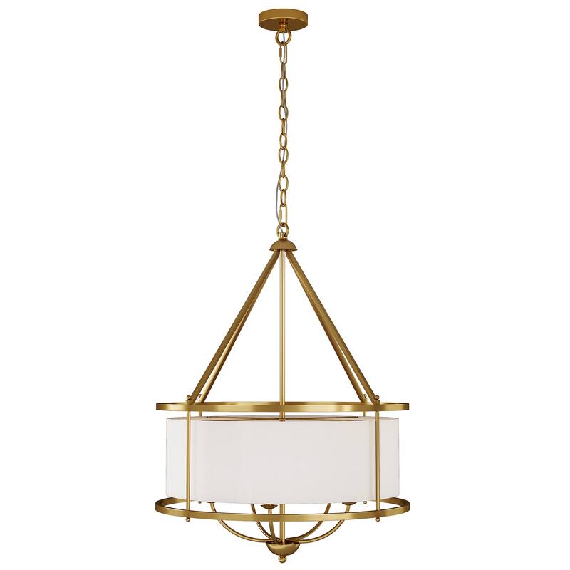 24-Inch Modern Luxury Drum Pendant Light with Adjustable Chain, Fabric Chandelier