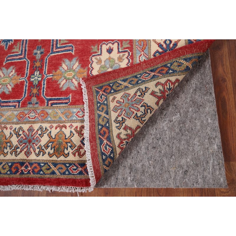 Geometric Kazak Accent Rug Handmade Wool Carpet - 4'0" x 6'2"