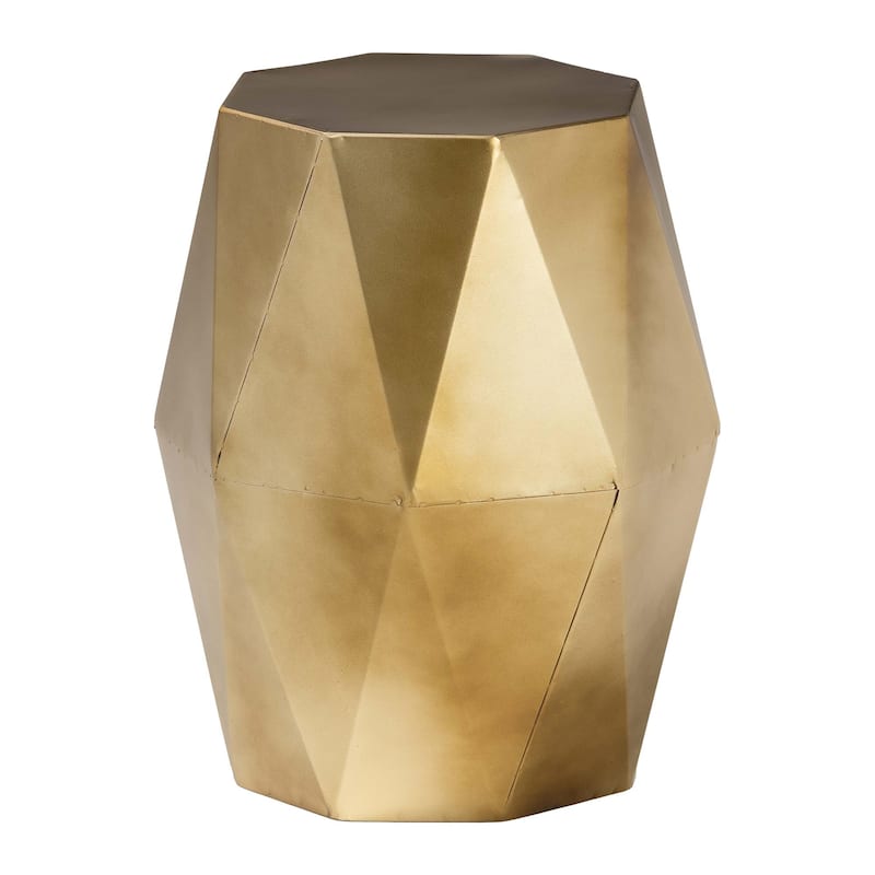 Salman Geometric Bronze Metal Accent Table - Faceted Modern Side Table for Indoor or Semi-Outdoor Use - Bronze