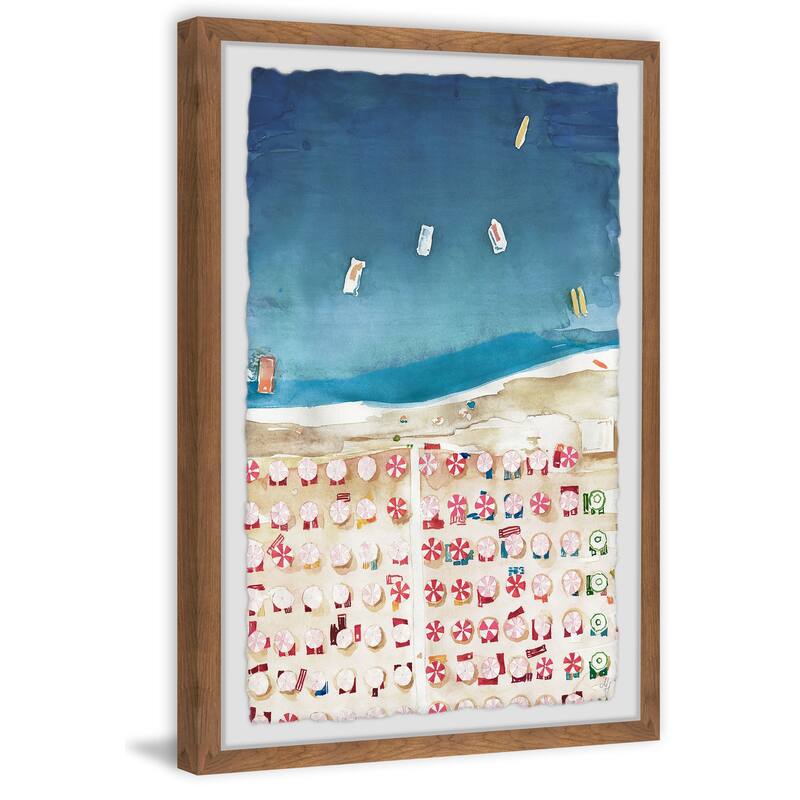 Beach Scene Painting Print - 16x24 Framed Wall Art - Coastal Home Decor - Ready to Hang Artwork