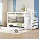 preview thumbnail 16 of 43, Full Over Full Bunk Bed with Twin Size Trundle and Staircase White