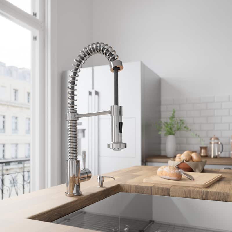 VIGO Edison 19" H Single Handle Pull-Down Sprayer Kitchen Faucet