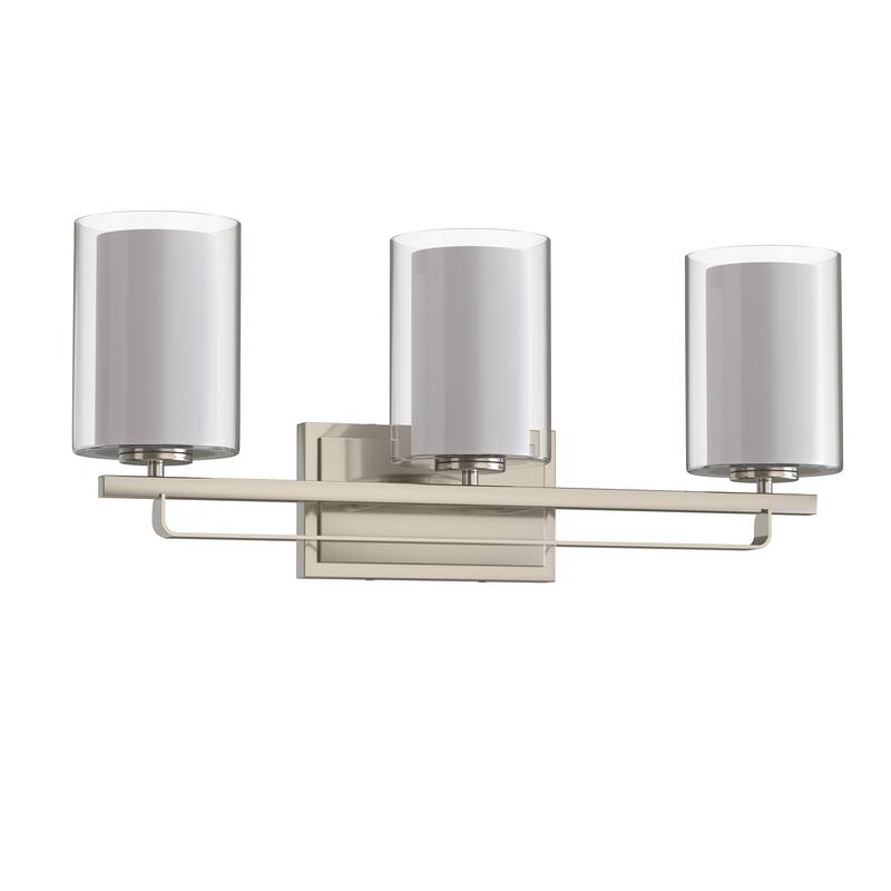 YANSUN 3-Light Wall Sconce Bath Fixture with Clear Glass Shades and Brushed Nickel Finish