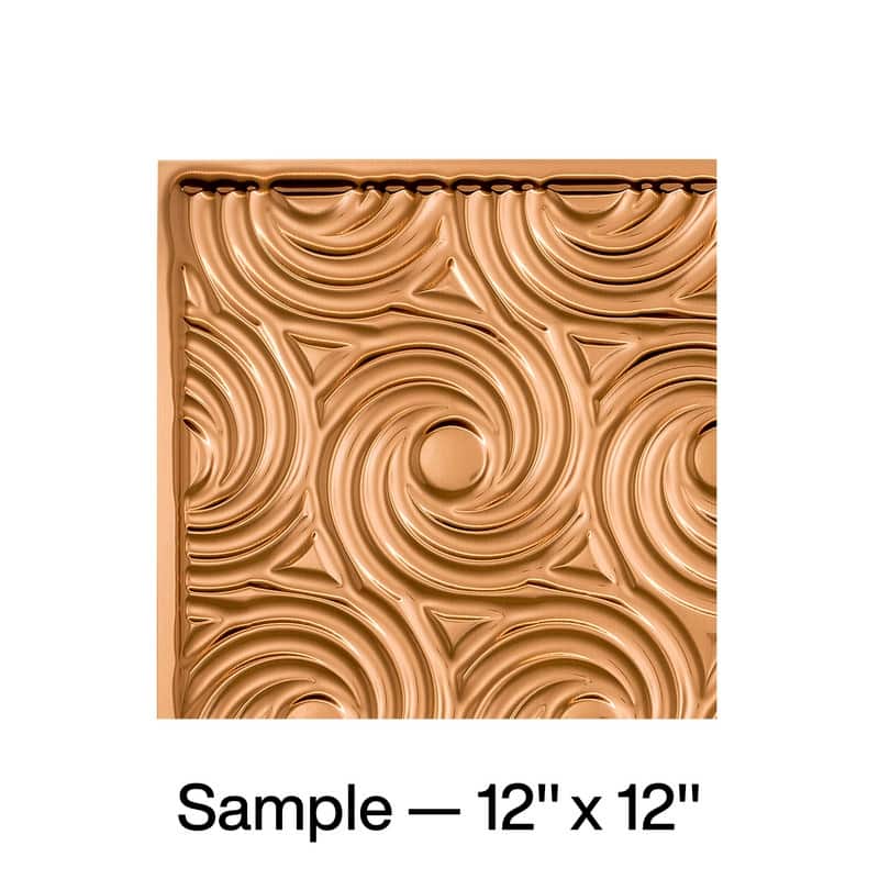 FASÄDE Cyclone Decorative Vinyl 2ft x 2ft Glue Up Ceiling Panel in Gloss White 5 Pack - 12 x 12 Inch Sample - Polished Copper