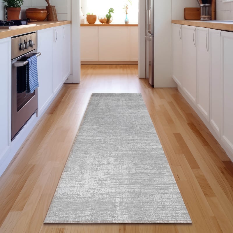 Premium Washable Super Soft Solid Chic Mayfield Rug - Silver - 2' 3" x 7' 6" - Runner