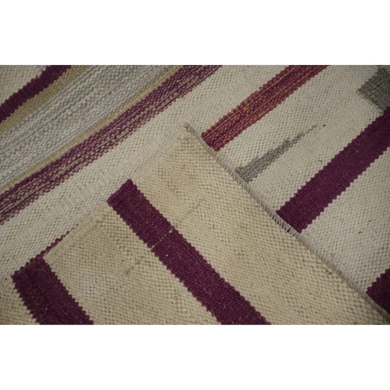 Hand Woven Oriental 100% Wool Carpet Southwestern Tribal Greys & Charcoal Kilim Area Rug - 13' 10'' X 9' 10''