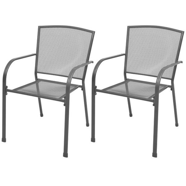 Shop Vidaxl 5 Piece Outdoor Bistro Set Steel Mesh Garden Table Stacking Chair Seat Overstock 27991926