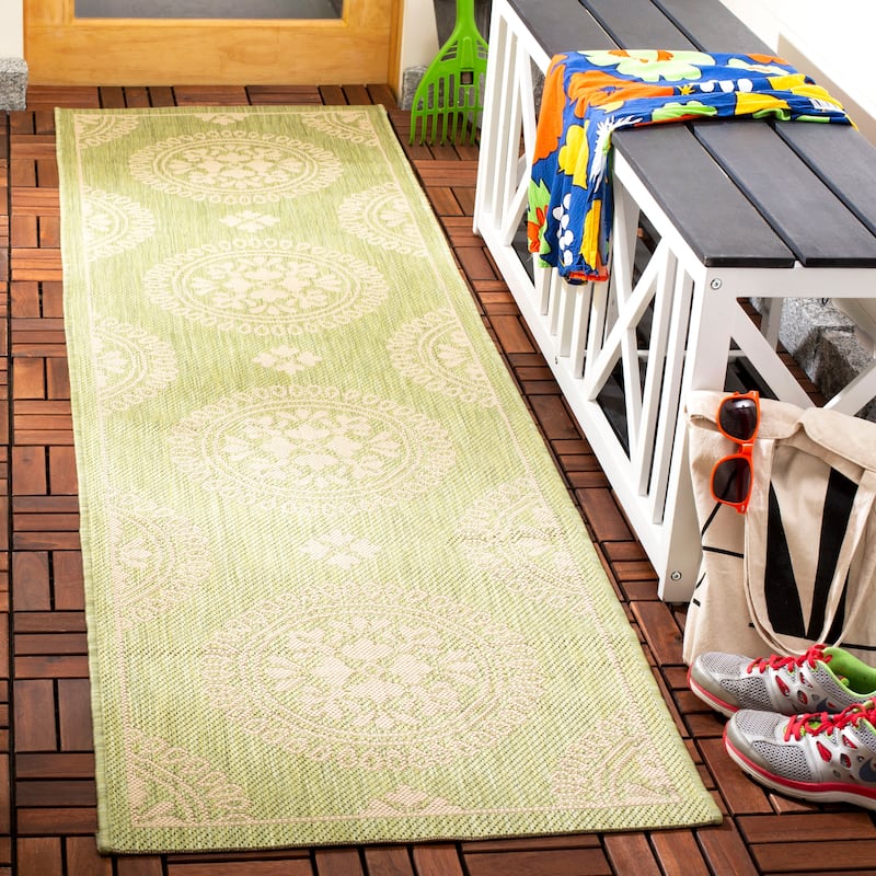 SAFAVIEH Courtyard Dilys Rug - 2'4" x 12' Runner - Sweet Pea