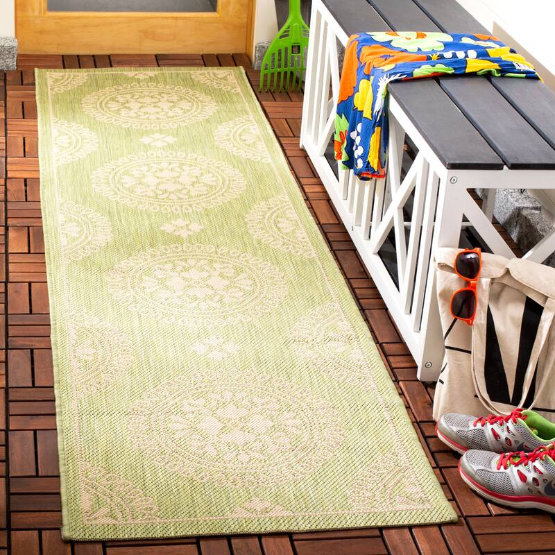 SAFAVIEH Courtyard Lyndy Rug - 2'4" x 12' Runner - Sweet Pea