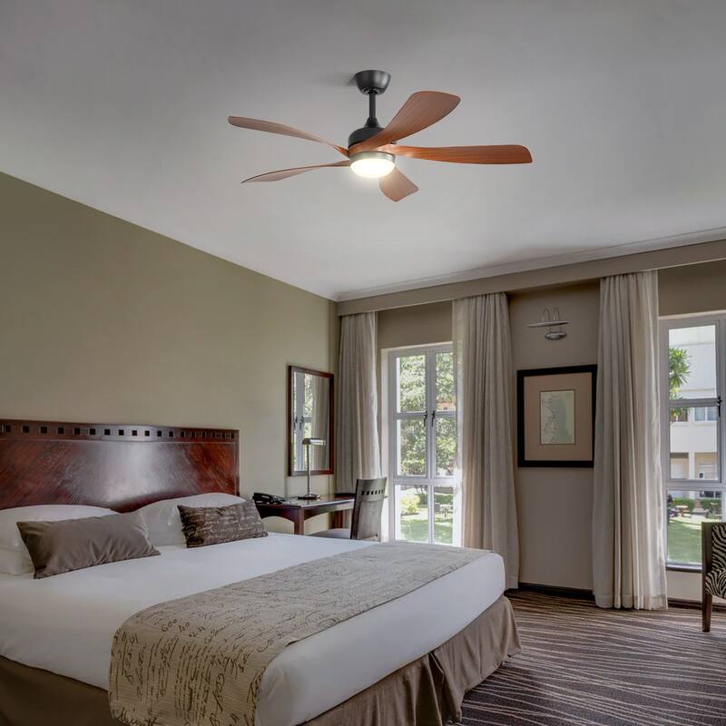 45 Inch / 52 Inch White Ceiling Fan with Dimmable LED Light and Remote, 6-Speed Reversible DC Motor, ABS Blades