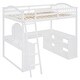 preview thumbnail 7 of 52, Solid Wood Loft Bed with Bulit-in U-shaped Desk and 2 Drawers, Full Size Loft Bedframe with Storage Shelves and Tri-fold Mirror