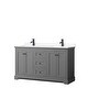 preview thumbnail 21 of 58, Avery 60 Inch Double Vanity, Cultured Marble Top Dark Gray, Black Trim, White Cultured Marble Top