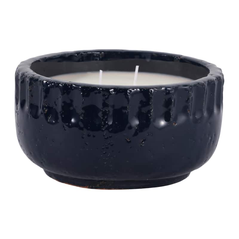 Modern Crackle-Glazed Ceramic Scented Candle - 7"