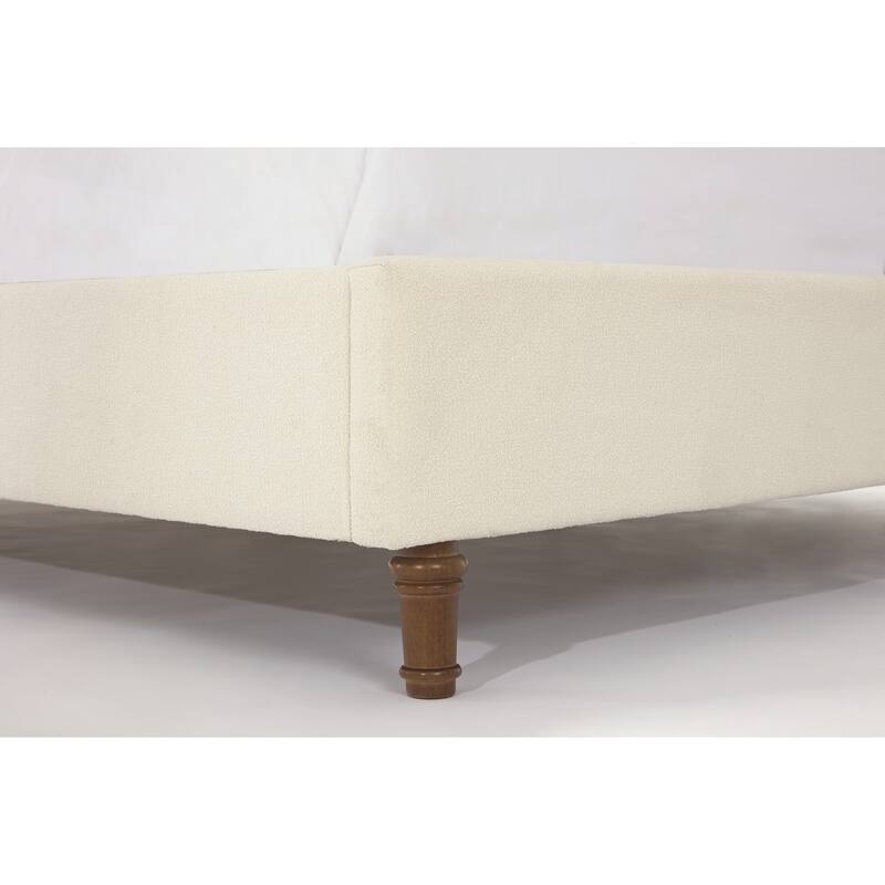 Elegant Upholstered Bed with Wingbacks and No Box Spring for Relaxing