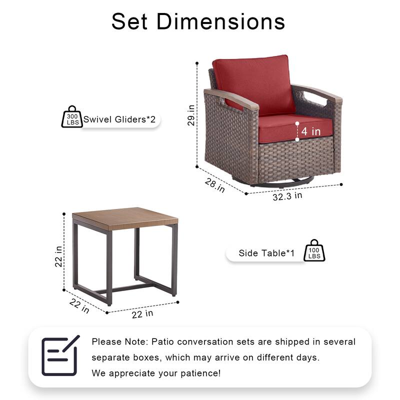 Pocassy Outdoor Swivel Chair with Cushion Set