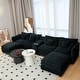 preview thumbnail 12 of 19, GDFStudio - Rei 144" U-Shaped Comfy Fluffy Chenille Modular Sofa with Movable Ottoman & Storage Black