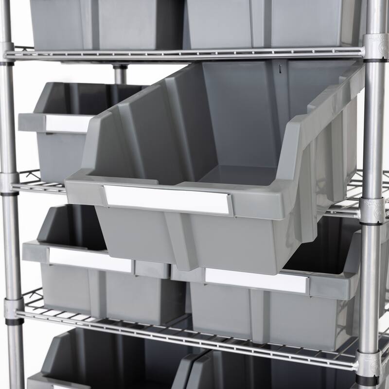 Seville Classics Commercial 7-Tier NSF 12 Bin Steel Rack Shelving Storage System, 24" W x 14.25" D x 56" H