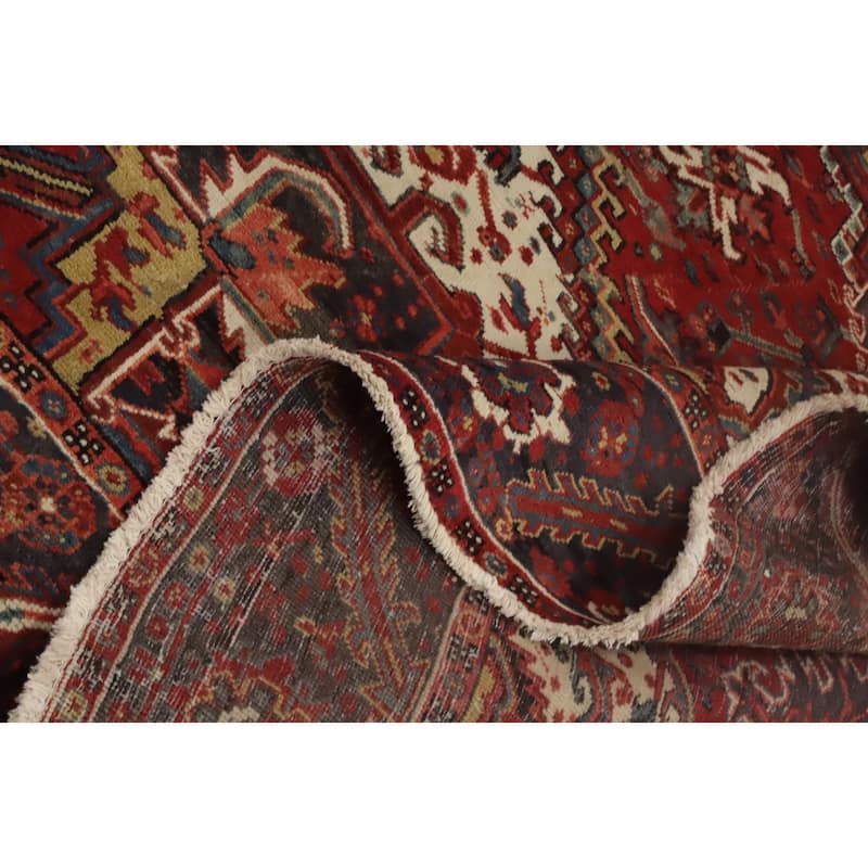 Hand Knotted Oriental 100% Wool Carpet Traditional Medallion Red Heriz Area Rug - 11' 2'' X 8' 5''