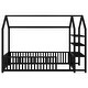 preview thumbnail 13 of 13, Black Twin Size Metal House Bed with Fence & Storage Shelves